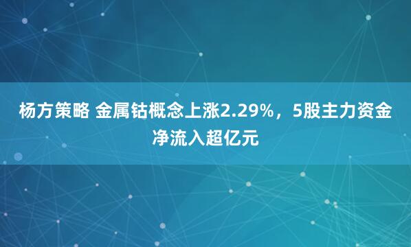 杨方策略 金属钴概念上涨2.29%，5股主力资金净流入超亿元
